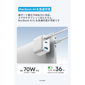 Anker Anker Nano Charger (70W, 3 Ports) ブラック A121AN11-イメージ2
