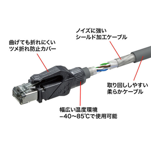 サンワサプライ カテゴリ6A STP LANケーブル(10m) グレー KB-T6ASTP-10GY-イメージ2