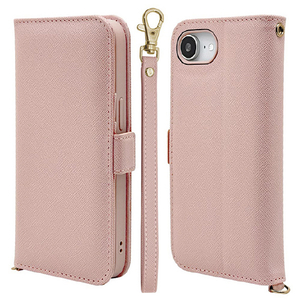 ラスタバナナ iPhone 16e用ハンドストラップ付き手帳型ケース ライトピンク 8619IP5EBHSLPK-イメージ1