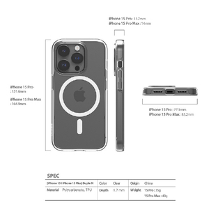 araree iPhone 15 Pro Max用MagSafe対応クリアケース Duple M クリア AR25450I15PM-イメージ15