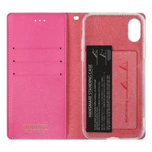 HANSMARE iPhone XS/X用手帳型スタンディングケース ピンク HAN10450I8-イメージ3