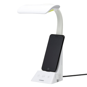 ツインバード コンセント&スマホスタンド付LEDデスクライト REFLECTECH CONNECT ホワイト LE-H845W-イメージ4