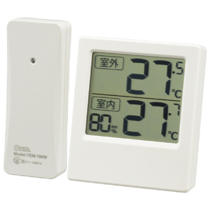 オーム電機 室外の気温が分かる温湿度計 TEM-701-W-イメージ1
