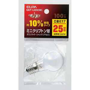 エルパ ミニクリプトン球 E17口金 25W形(22W) 1個入り ホワイト GKP-L22HW-イメージ1