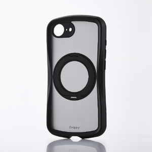 エレコム iPhone 17e/16e用 Grippy ハイブリッドケース フレームカラー 極限 MAGKEEP スタンド ブラック PM-A25SGRSTKMBK-イメージ1