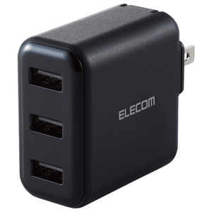 エレコム AC充電器(3．6A/Aポート×3) ブラック MPA-ACU12BK-イメージ1