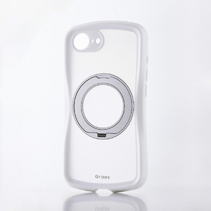エレコム iPhone 17e/16e用 Grippy ハイブリッドケース フレームカラー 極限 MAGKEEP スタンド ホワイト PM-A25SGRSTKMWH-イメージ1