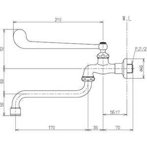 エスコ PJ 1／2” 自在水栓 レバーハンドル FCJ183H-EA468CY-69A-イメージ2