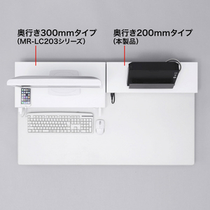 サンワサプライ 電源タップ+USBポート付き机上ラック(W600×D200) ホワイト MR-LC202WN-イメージ10