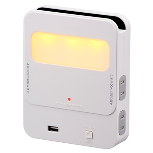 オーム電機 拡張コンセント 寝室用 4個口+USB HS-TU4BR1-W-イメージ5