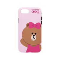 LINE FRIENDS iPhone SE(第3世代)/SE(第2世代)/8/7用ケース DUAL GUARD ベーシック チョコ KCL-LBA015