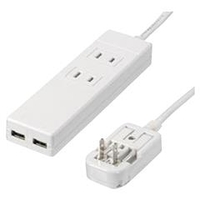 ヤザワ 海外用マルチ変換タップ(2個口・1m) ホワイト HPM6AC2USB2WH