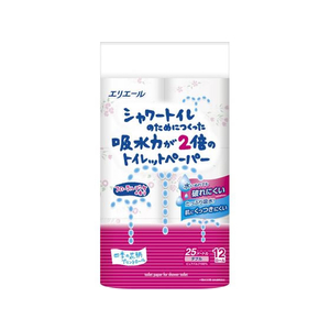 大王製紙 シャワートイレ 吸水力が2倍 12ロール W25m フラワー F377256-イメージ1