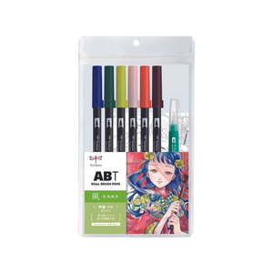 トンボ鉛筆 水性マーカー ABT6色イラストセット 風 FC436PB-AB-T6CWDQA-イメージ1