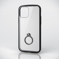 エレコム iPhone 12/12 Pro用ハイブリッドケース TOUGH SLIM フレームカラー リング付き ブラック PM-A20BTSLFCRBK