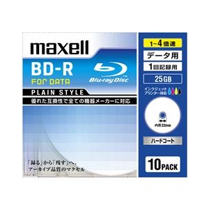 マクセル データ用25GB 1～4倍速 BD-R ブルーレイディスク 10枚入り Plain style BR25PPLWPB.10S-イメージ1