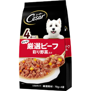 マースジャパンリミテッド シーザー ジューシー厳選ビーフ 彩り野菜入り とろみタイプ(70g×4袋) ｼ-ｻﾞ-ｼﾞﾕ-ｼ-ﾋﾞ-ﾌﾔｻｲ4ｺ-イメージ1