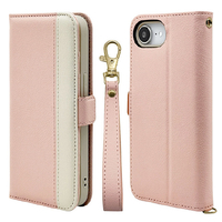 ラスタバナナ iPhone 16e用手帳型ケース+ハンドストラップ BICOLOR ピンク×ベージュ 8626IP5EBHSPKBE