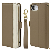 ラスタバナナ iPhone 16e用手帳型ケース+ハンドストラップ BICOLOR エトープ×ベージュ 8627IP5EBHSEPBE