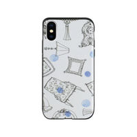 Happymori iPhone XS/X用背面ケース Card slide French Cafe ブルー HM14458I58