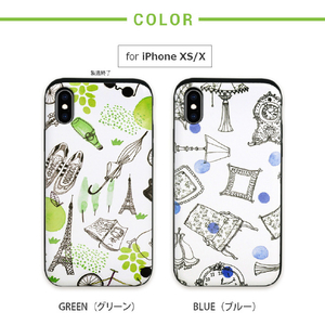 Happymori iPhone XS/X用背面ケース Card slide French Cafe ブルー HM14458I58-イメージ9