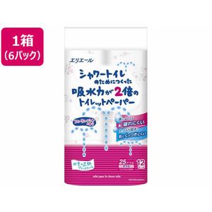 大王製紙 シャワートイレ 吸水力が2倍 12ロール W25m フラワー×6個 F377277-イメージ1