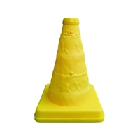 ミズケイ 伸縮式三角コーン[イエロー]20cm イエロー FC542FX-1372496