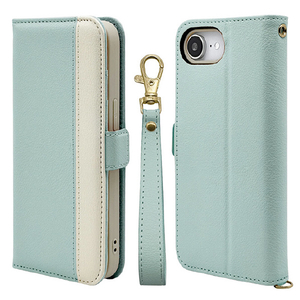 ラスタバナナ iPhone 16e用手帳型ケース+ハンドストラップ BICOLOR ブルー×ベージュ 8628IP5EBHSBLBE-イメージ1