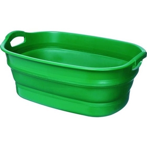 トラスコ中山 折りたたみタライ 水抜栓付 グリーン 23L FC545GX-1148480-イメージ1