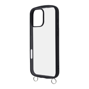 レイアウト iPhone 16 Pro Max用Like standard Puffull 耐衝撃 バンパー ストラップ金具付き ハイブリッドケース ブラック RT-P49CMD1/B-イメージ1