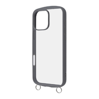レイアウト iPhone 16 Pro Max用Like standard Puffull 耐衝撃 バンパー ストラップ金具付き ハイブリッドケース グレー RT-P49CMD1/GR
