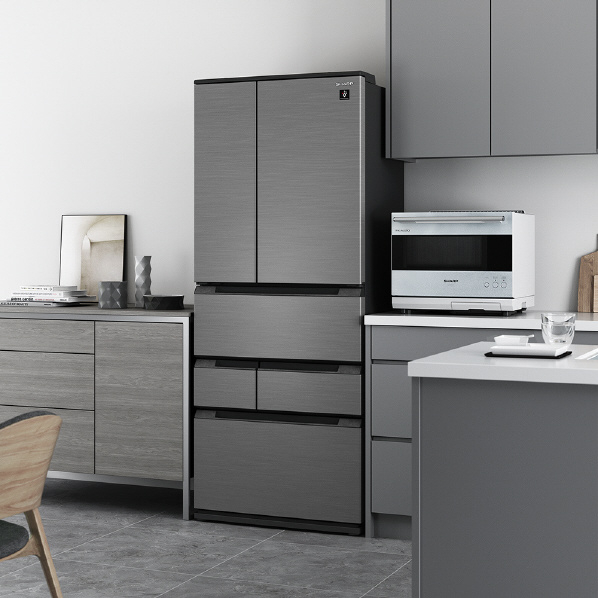 シャープ 545L 6ドア冷蔵庫 プラズマクラスター冷蔵庫 ラスティックダークメタル SJMF55MH 545L