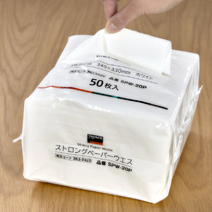 トラスコ ストロングペーパーウエス　ホワイト　３枚かさね　３４５Ｘ３３０ｍｍ　５０枚入 SPW-20P-イメージ3