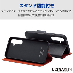 エレコム Galaxy A55 5G用ソフトレザーケース 薄型 磁石付 耐衝撃 ブラック PM-G243PLFUBK-イメージ5