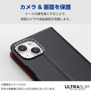 エレコム Galaxy A55 5G用ソフトレザーケース 薄型 磁石付 耐衝撃 ブラック PM-G243PLFUBK-イメージ7
