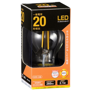 オーム電機 LED電球 E26口金 全光束260lm(2．1W一般電球タイプ) 電球色相当 LDA2L C6-イメージ1