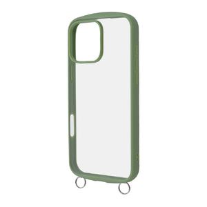レイアウト iPhone 16 Pro Max用Like standard Puffull 耐衝撃 バンパー ストラップ金具付き ハイブリッドケース カーキ RT-P49CMD1/OV-イメージ1