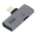 アイネックス USBアダプタ Cオス - Aメス 横L型 10Gbps PD100Wポート付 グレー ADV-131