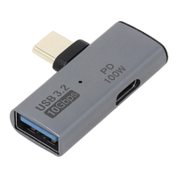 アイネックス USBアダプタ Cオス - Aメス 横L型 10Gbps PD100Wポート付 グレー ADV-131