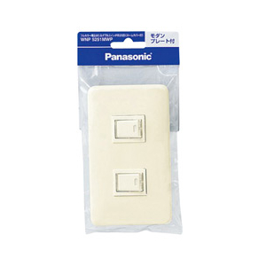 パナソニック フルカラー埋込ほたるダブルスイッチB ミルキーホワイト WNP5251MWP-イメージ1
