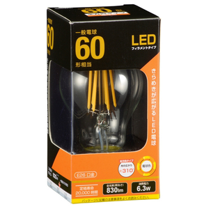 オーム電機 LED電球 E26口金 全光束830lm(6．3W一般電球タイプ) 電球色相当 LDA6L C6-イメージ1