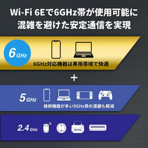 バッファロー AirStation Wi-Fi 6E 対応トライバンドルーター チタニウムグレー WSR5400XE6-イメージ2