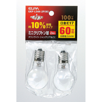 エルパ ミニクリプトン球 E17口金 60W形(54W) 2個入り ホワイト GKPL54H2PW
