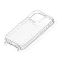 PGA iPhone 15 Pro用ショルダーストラップホール付クリアハイブリッドケース ラメ PG-23BPT08LM