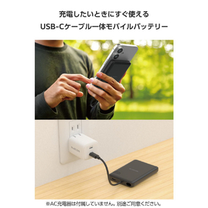 エレコム USB Type-C(TM)ケーブル一体モバイルバッテリー(5000mAh/12W) ブラック DE-C62-5000BK-イメージ3