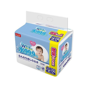 レック 水99.9% ふんわりおしりふきW 80枚×8個パック FCE177U-イメージ1