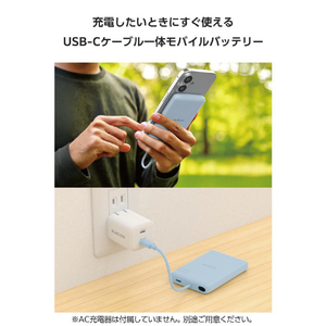 エレコム USB Type-C(TM)ケーブル一体モバイルバッテリー(5000mAh/12W) ブルー DE-C62-5000BU-イメージ3