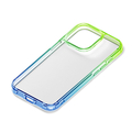 PGA iPhone 15 Pro用グラデーションハイブリッドケース グリーン×ブルー PG-23BPT11GR