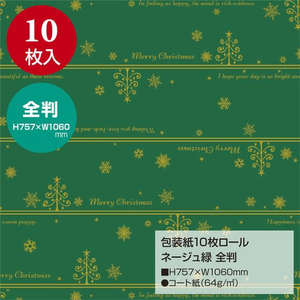 タカ印 包装紙10枚ロール ネージュ緑 全判 FCE876M-49-4626-イメージ2