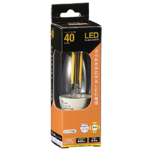 オーム電機 LED電球 E17口金 全光束440lm(4．0W フィラメントタイプ・シャンデリア形) 電球色相当 LDC4L-E17 C6-イメージ1